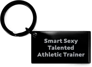 Funny Athletic Trainer Quote Black Stainless Steel Keychain Gifts for Men from Friends Birthday