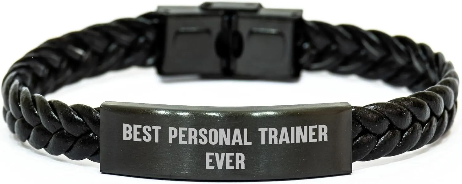 Funny Gifts for Best Personal Trainer Ever, Interlaced Leather Mother's Day Unique Gifts from Men, Women, or Family