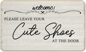 Funny Welcome Mat, Please Leave Your Cute Shoes at The Door Door Mat for Front Door Outdoor Outside Entrance Porch, Funny Door Mats Outside, 17x30 Inches