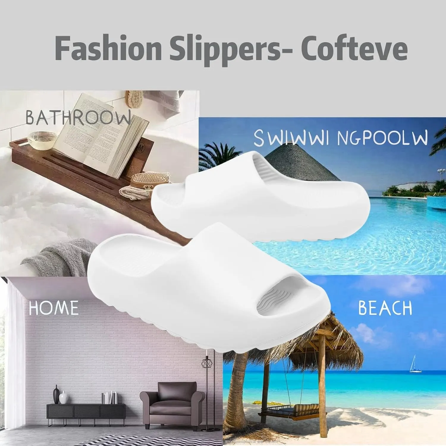 FUUPNN Kids Cloud Slides Non Slip Slides for Girls Boys Comfy Lightweight Toddler Sandals Open Toe House Slippers Indoor Outdoor