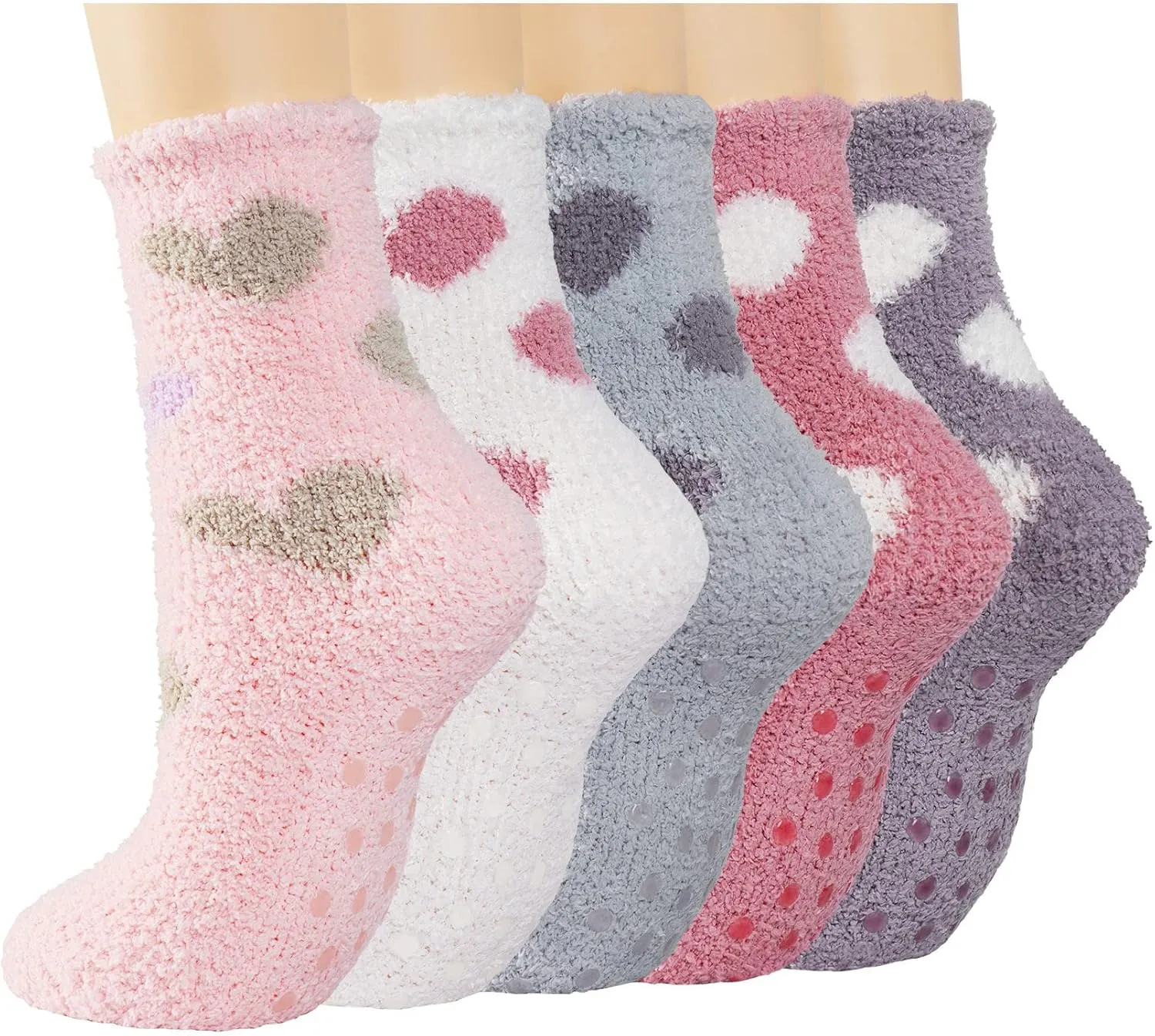Fuzzy Slipper Socks for Women Thick Winter Fluffy Socks Womens Cozy Warm Plush Hospital Socks Non Slip 5/6 Pairs