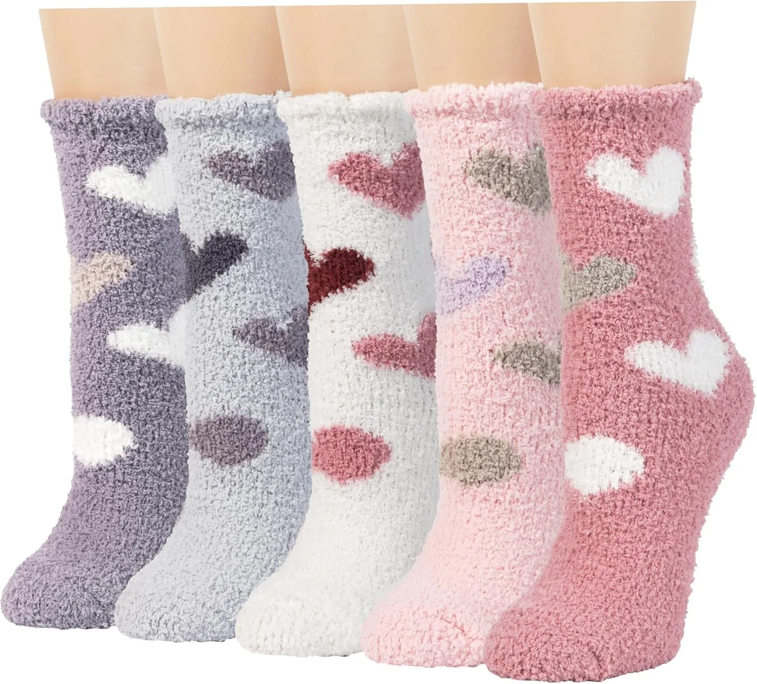 Fuzzy Slipper Socks for Women Thick Winter Fluffy Socks Womens Cozy Warm Plush Hospital Socks Non Slip 5/6 Pairs