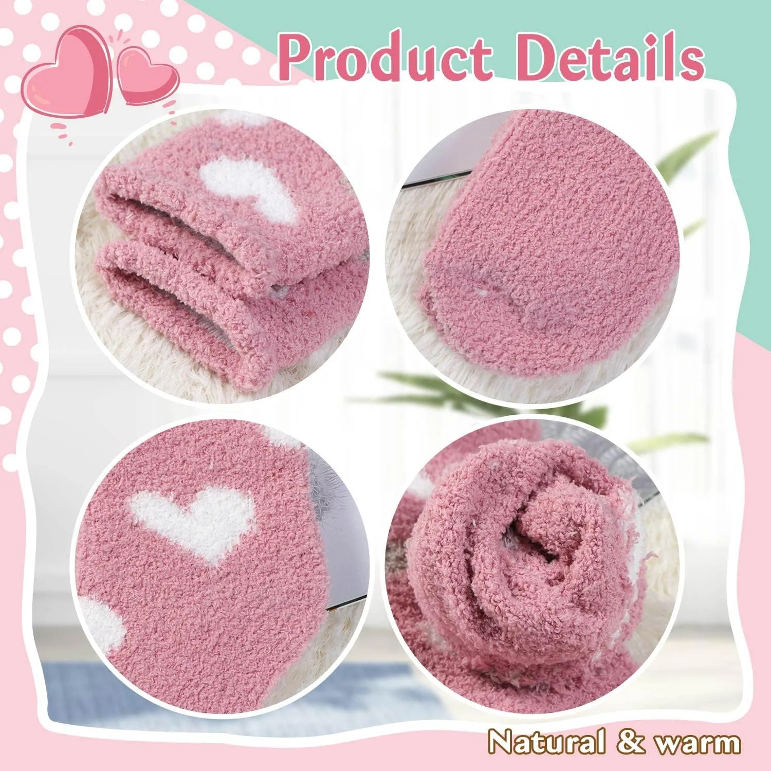 Fuzzy Slipper Socks for Women Thick Winter Fluffy Socks Womens Cozy Warm Plush Hospital Socks Non Slip 5/6 Pairs
