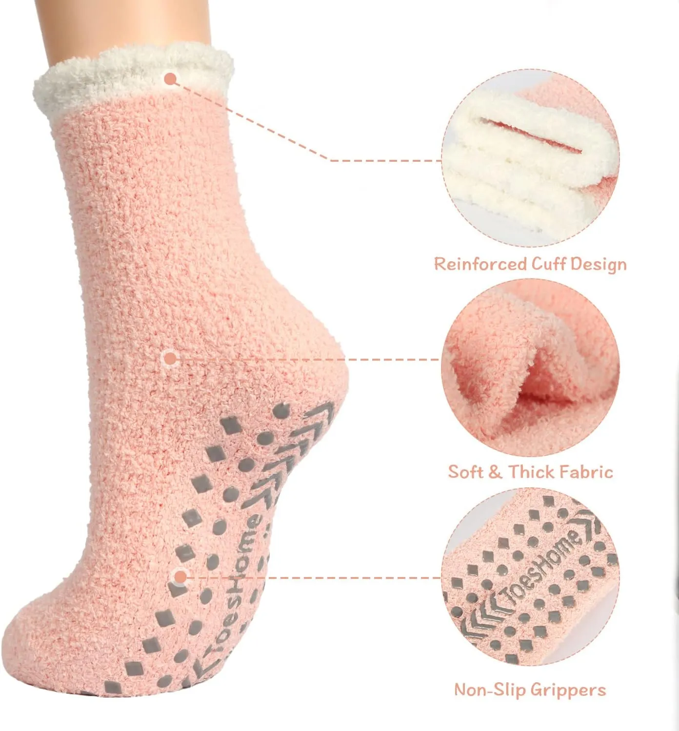 Fuzzy Slipper Socks for Women Thick Winter Fluffy Socks Womens Cozy Warm Plush Hospital Socks Non Slip 5/6 Pairs