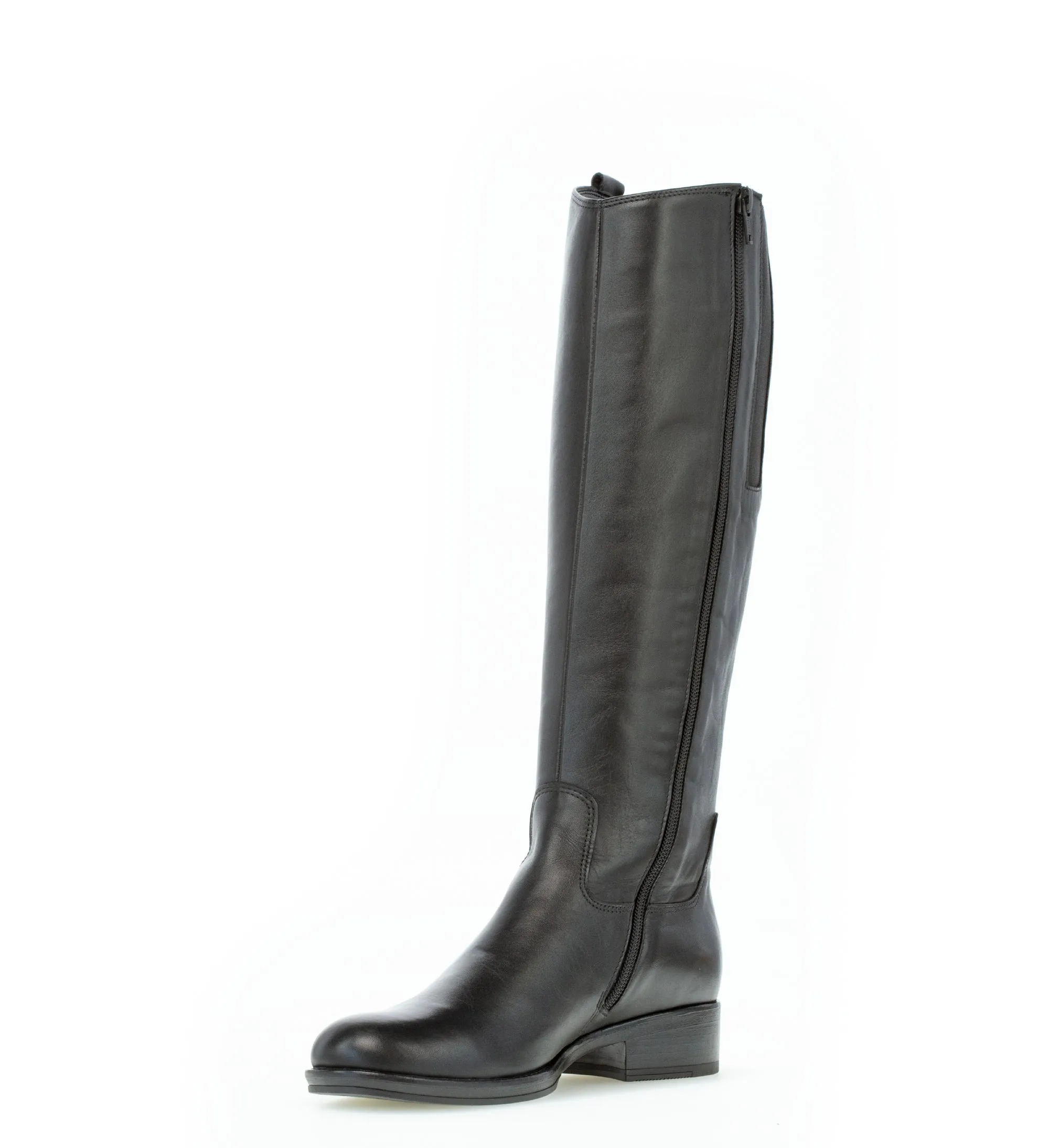 GABOR - 71.608.27 LOW HEEL LONG BOOT - BLACK LEATHER