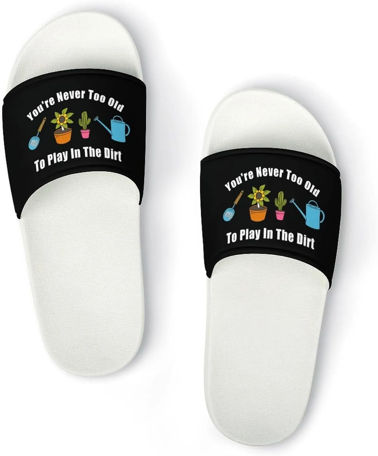 Gardening Pattern Inspirational Slippers Shower Slipper In-Door Slipper Quick Drying Non-Slip Bathroom Pool Woman Man PVC