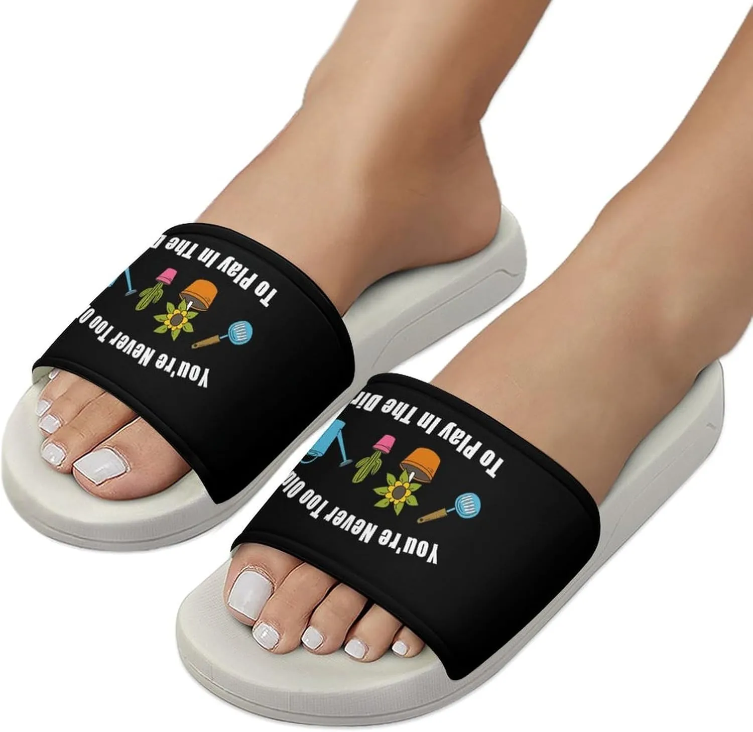 Gardening Pattern Inspirational Slippers Shower Slipper In-Door Slipper Quick Drying Non-Slip Bathroom Pool Woman Man PVC