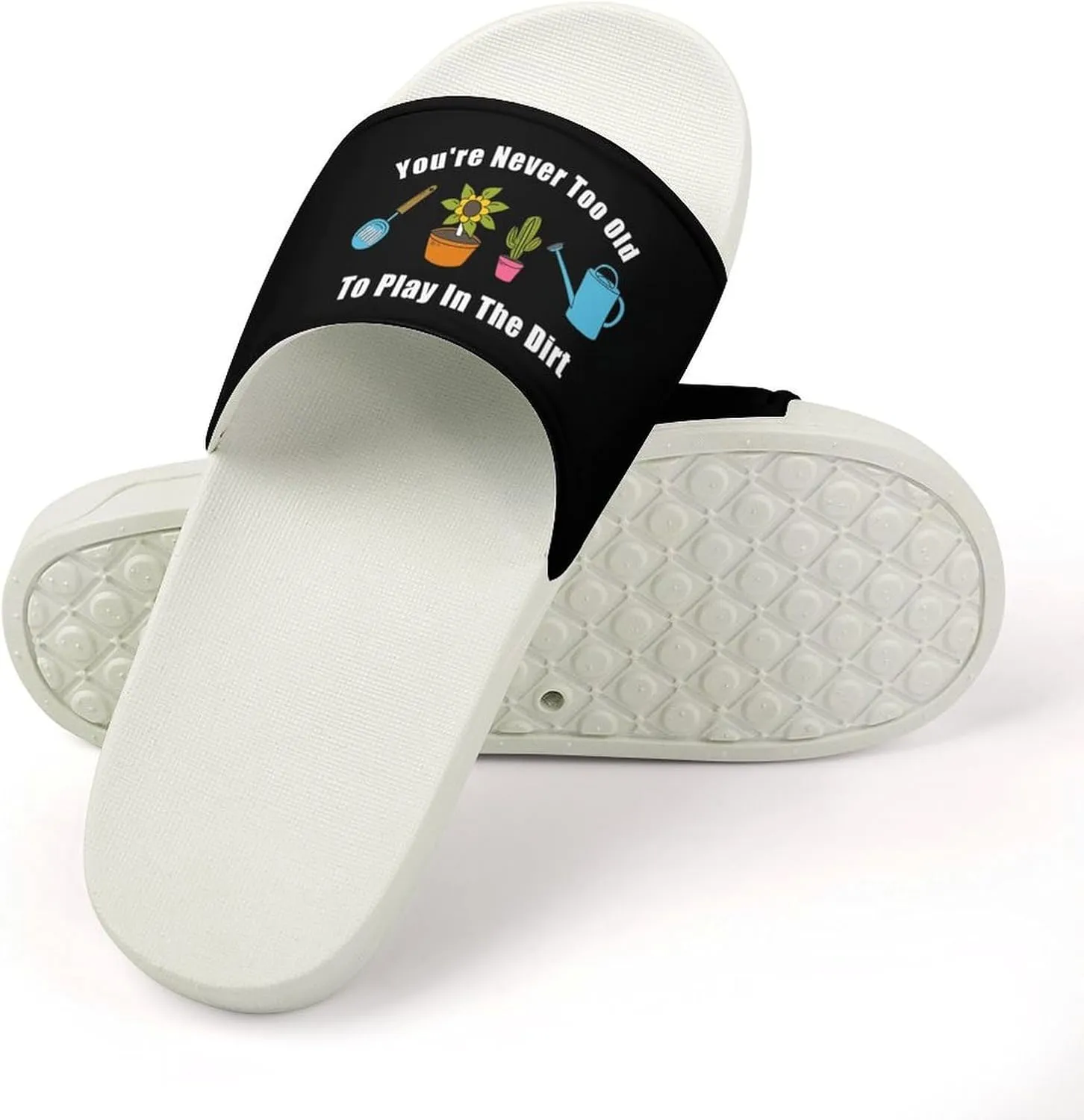 Gardening Pattern Inspirational Slippers Shower Slipper In-Door Slipper Quick Drying Non-Slip Bathroom Pool Woman Man PVC