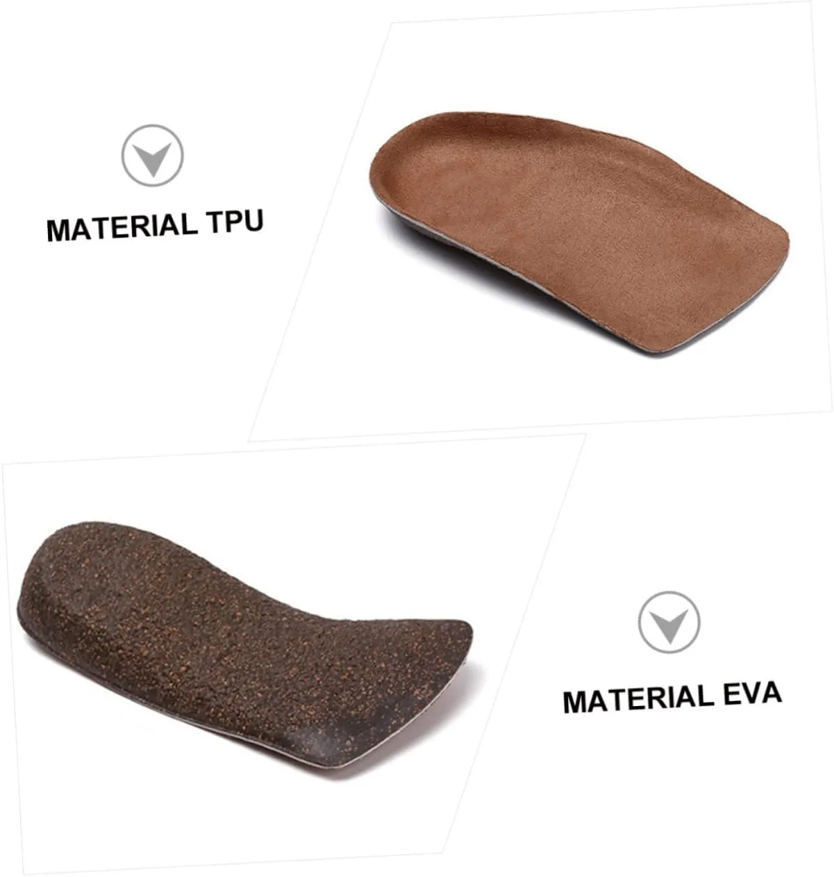 Gatuida Cork Orthotic Insoles Men's Shoe Inserts Heel Pads for Arch Support Breathable Half Insoles for Women