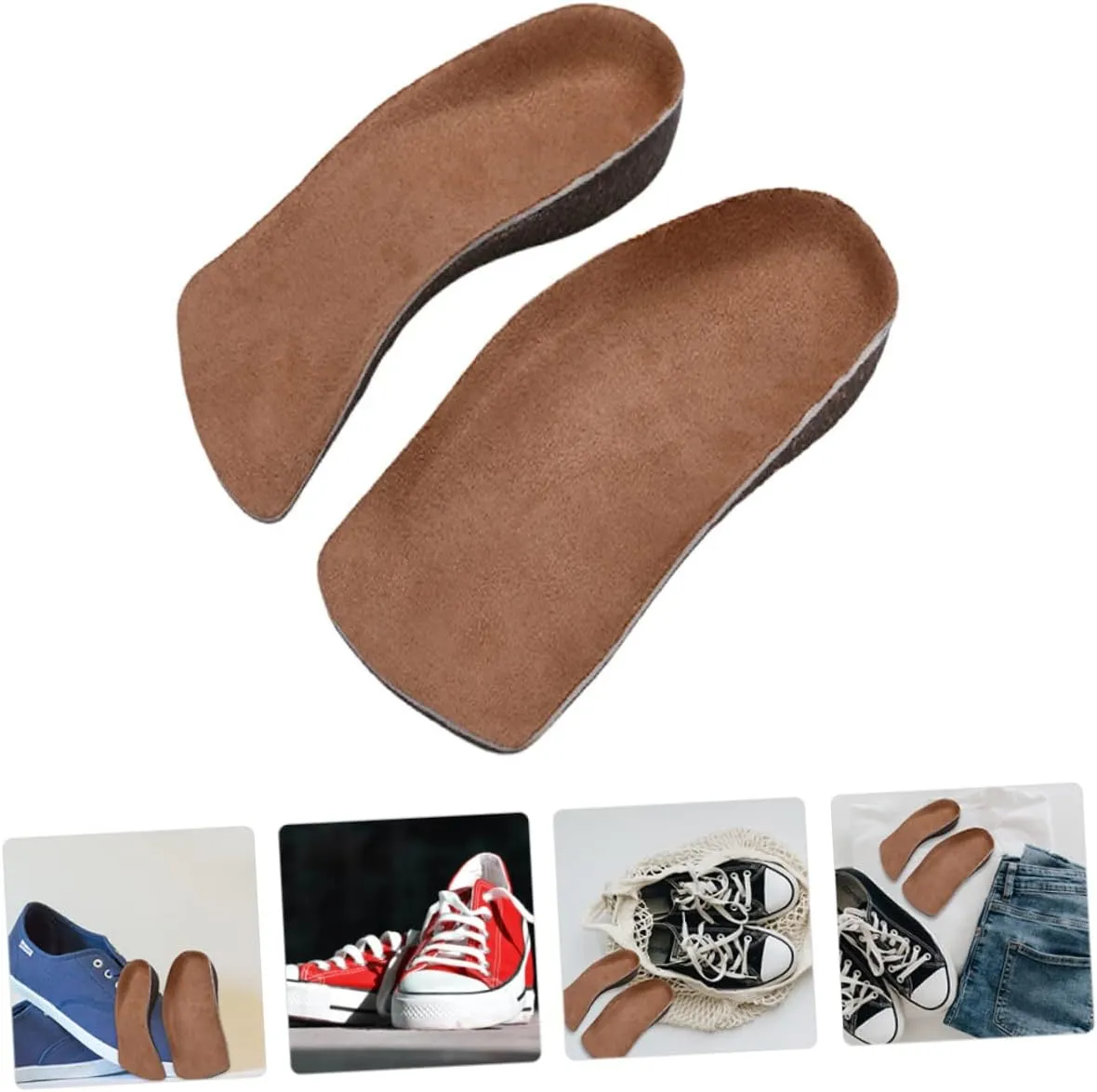 Gatuida Cork Orthotic Insoles Men's Shoe Inserts Heel Pads for Arch Support Breathable Half Insoles for Women