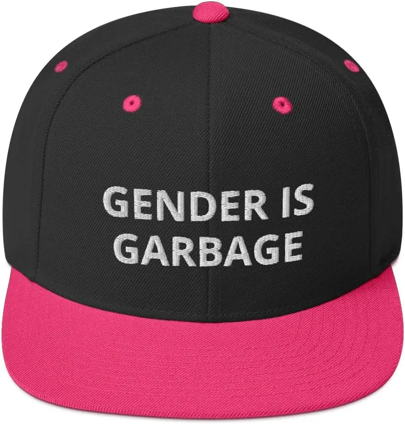 Gender is Garbage Nonbinary Non Binary Flatbrim Flat Brim Snapback Hat Cap