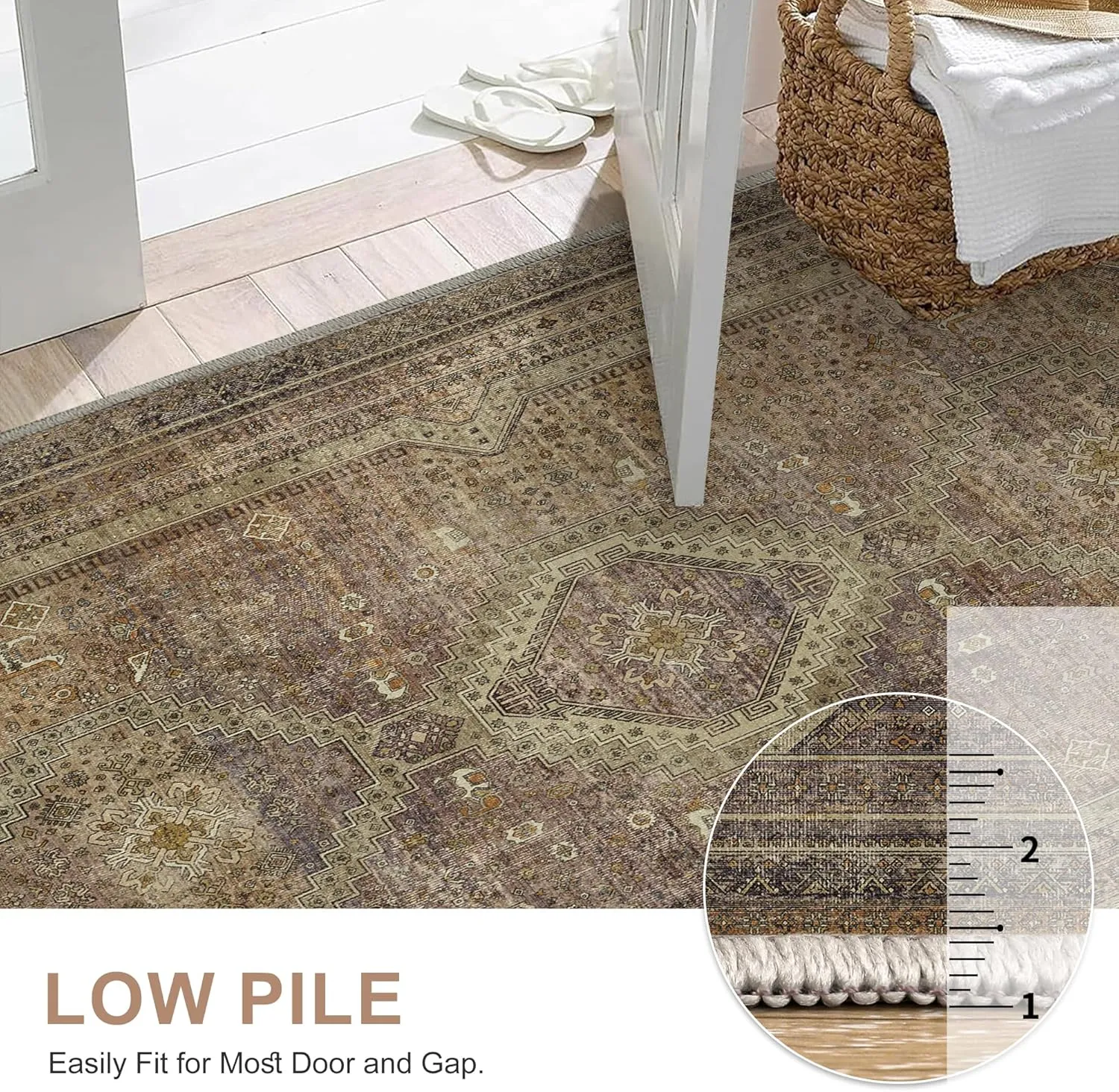 GENIMO Runner Rug 2x10, Non Slip Hallway Runner Rugs, Machine Washable Low Pile Lightweight Retro Mat for Living Room, Entryway, Bedroom, Kitchen and Passage
