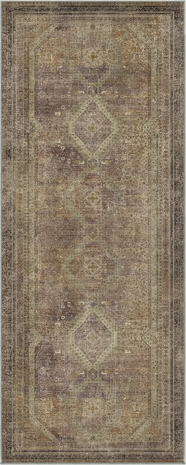 GENIMO Runner Rug 2x10, Non Slip Hallway Runner Rugs, Machine Washable Low Pile Lightweight Retro Mat for Living Room, Entryway, Bedroom, Kitchen and Passage