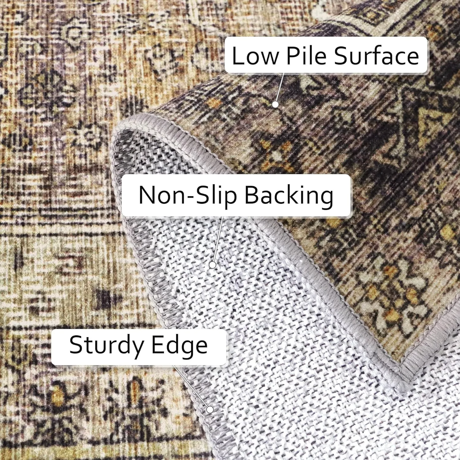 GENIMO Runner Rug 2x10, Non Slip Hallway Runner Rugs, Machine Washable Low Pile Lightweight Retro Mat for Living Room, Entryway, Bedroom, Kitchen and Passage