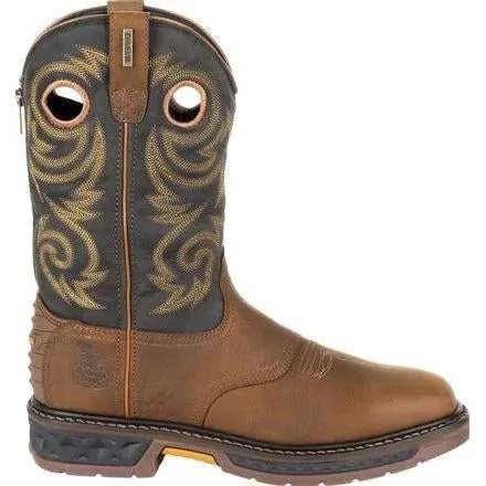 Georgia Men's Carbo-Tec Lightweight 11" Pull-On Waterproof Western Work Boot -Brown GB00266