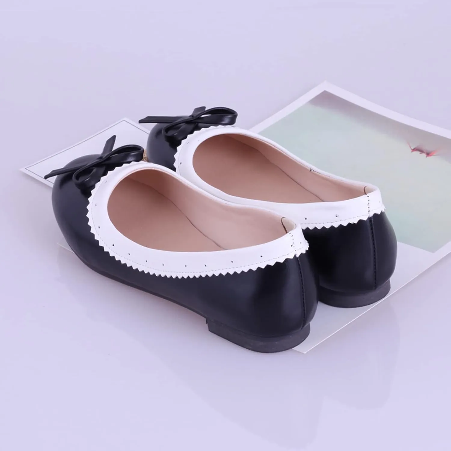 Gicoiz Women Round Toe Flats Slip On Bowtie Ballet Flats