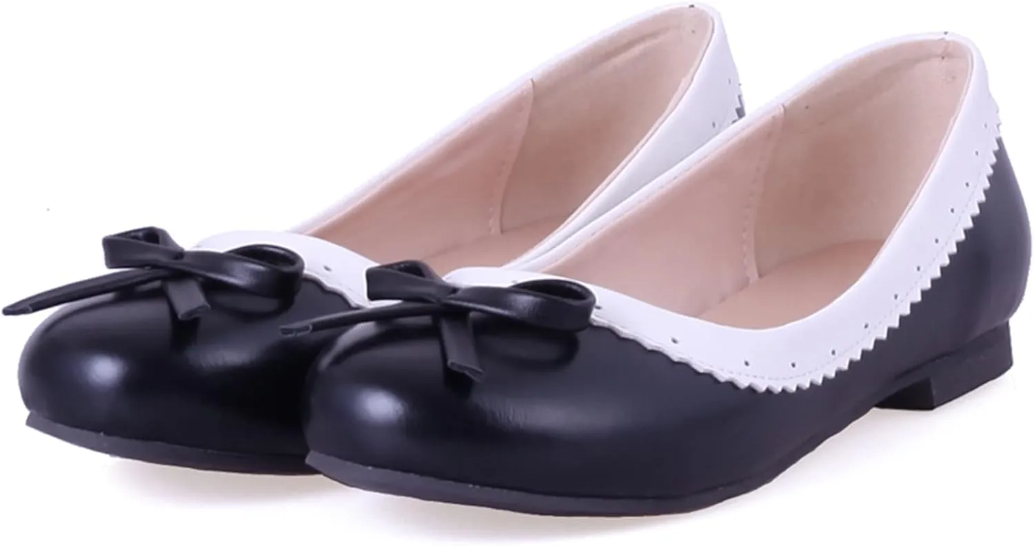 Gicoiz Women Round Toe Flats Slip On Bowtie Ballet Flats