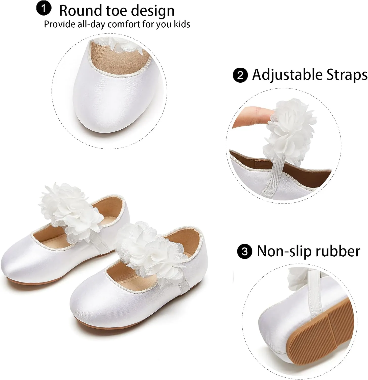 GINFIVE Toddler Girls Mary-Jane Little Girls Slip On Shoes Glitter Ballerina Flats Toddler