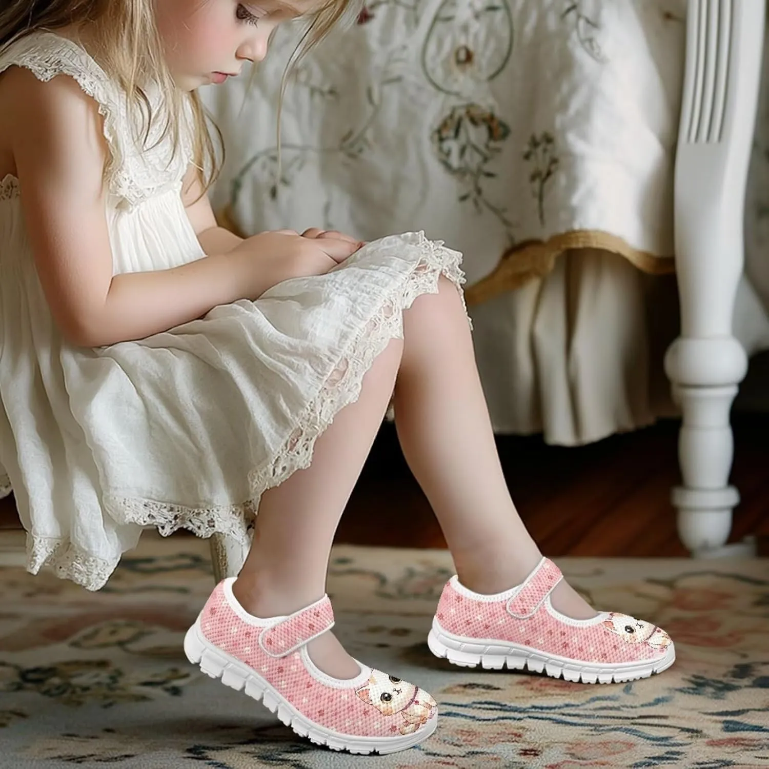 Girls Mary Jane Shoes Breathable Comfort Casual Sneaker School Wedding Party Shoes Ballet Flat
