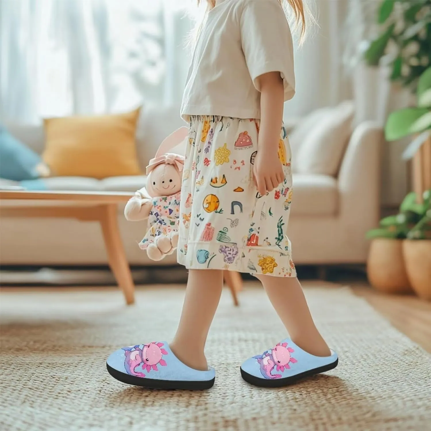 Girls Slippers Size 9-15 Kids Winter Warm Cotton Slipper Indoor Bedroom Home Slipper
