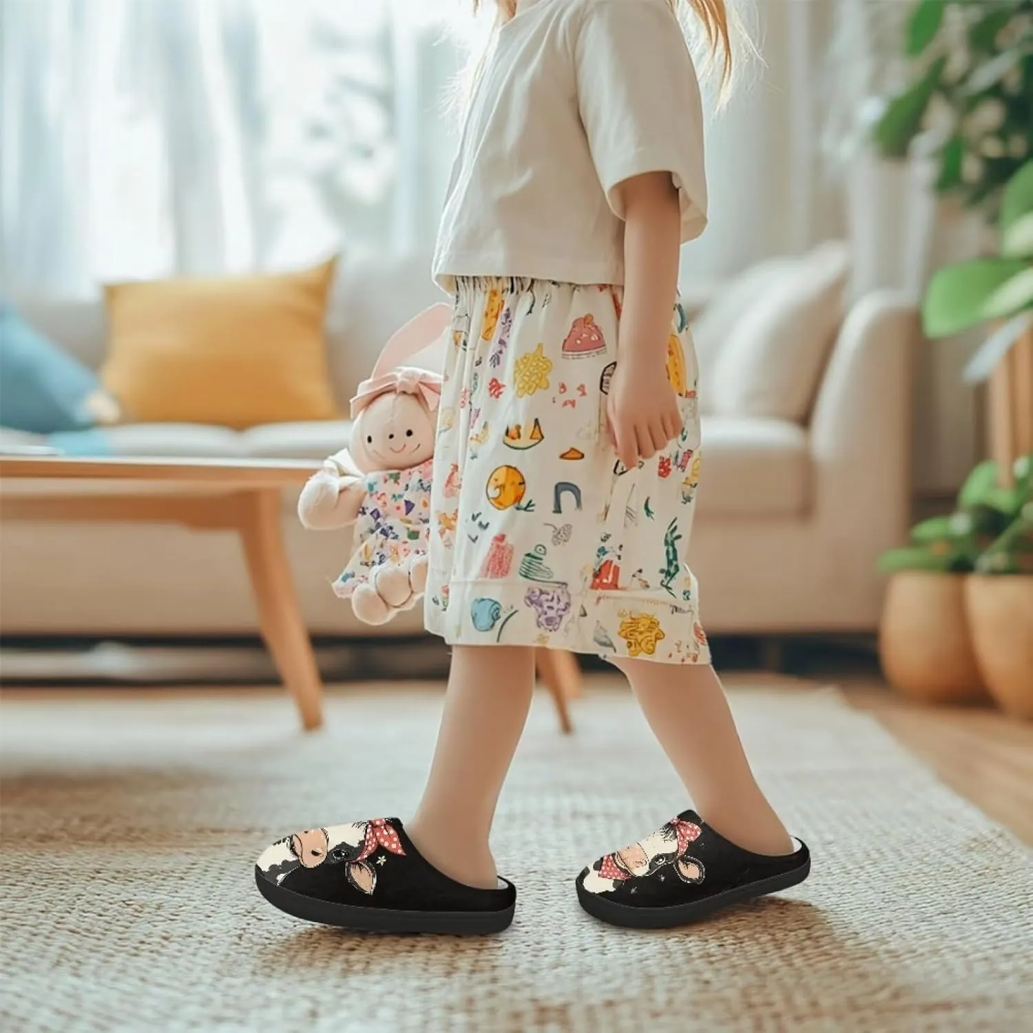 Girls Slippers Size 9-15 Kids Winter Warm Cotton Slipper Indoor Bedroom Home Slipper