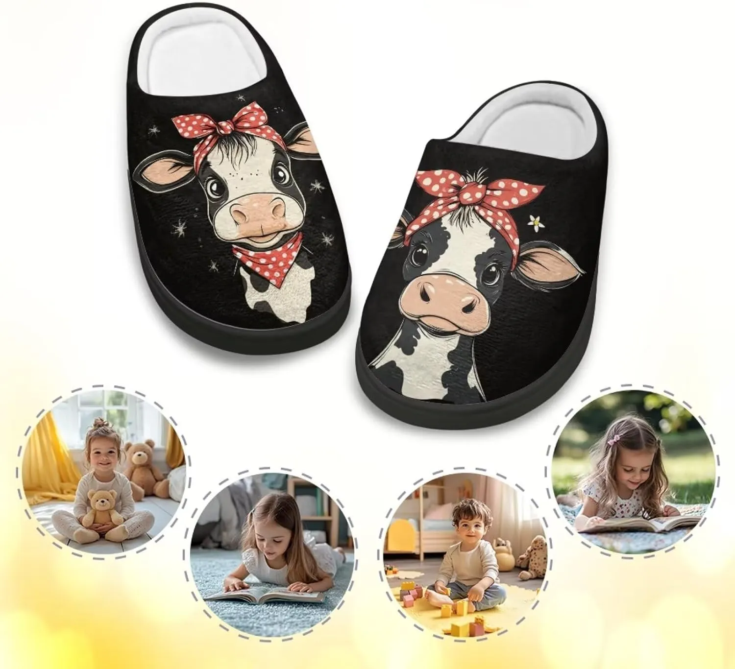 Girls Slippers Size 9-15 Kids Winter Warm Cotton Slipper Indoor Bedroom Home Slipper