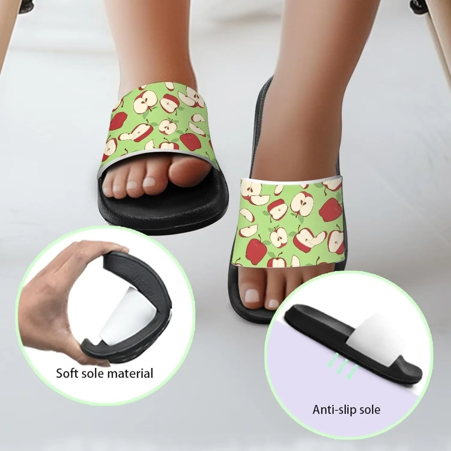 Girls Summer Beach Slippers Open Toe Non Slip Sandals Lightweight Flat Sandals Bathroom Soft Sole Shoes
