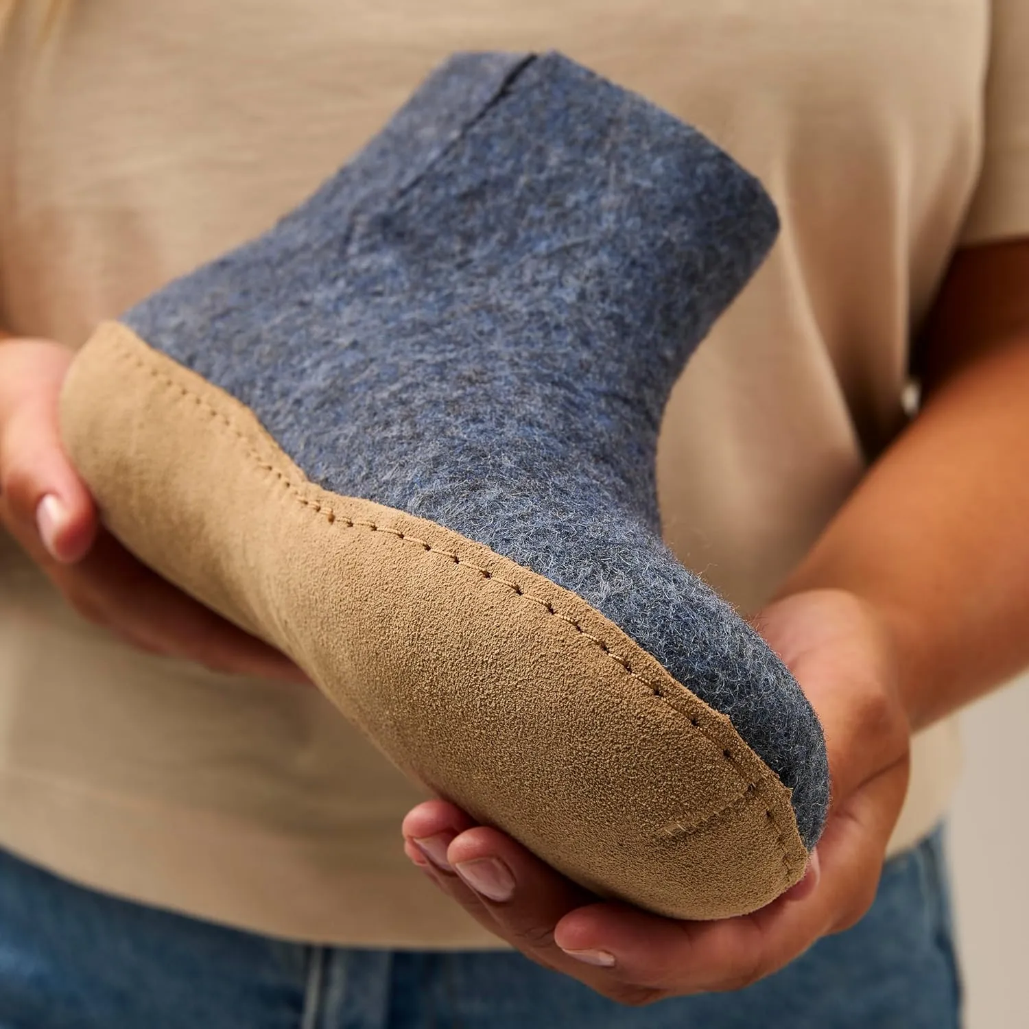 Glerups 100% Gotland Sheep Wool Boot Slipper with leather sole - Unisex
