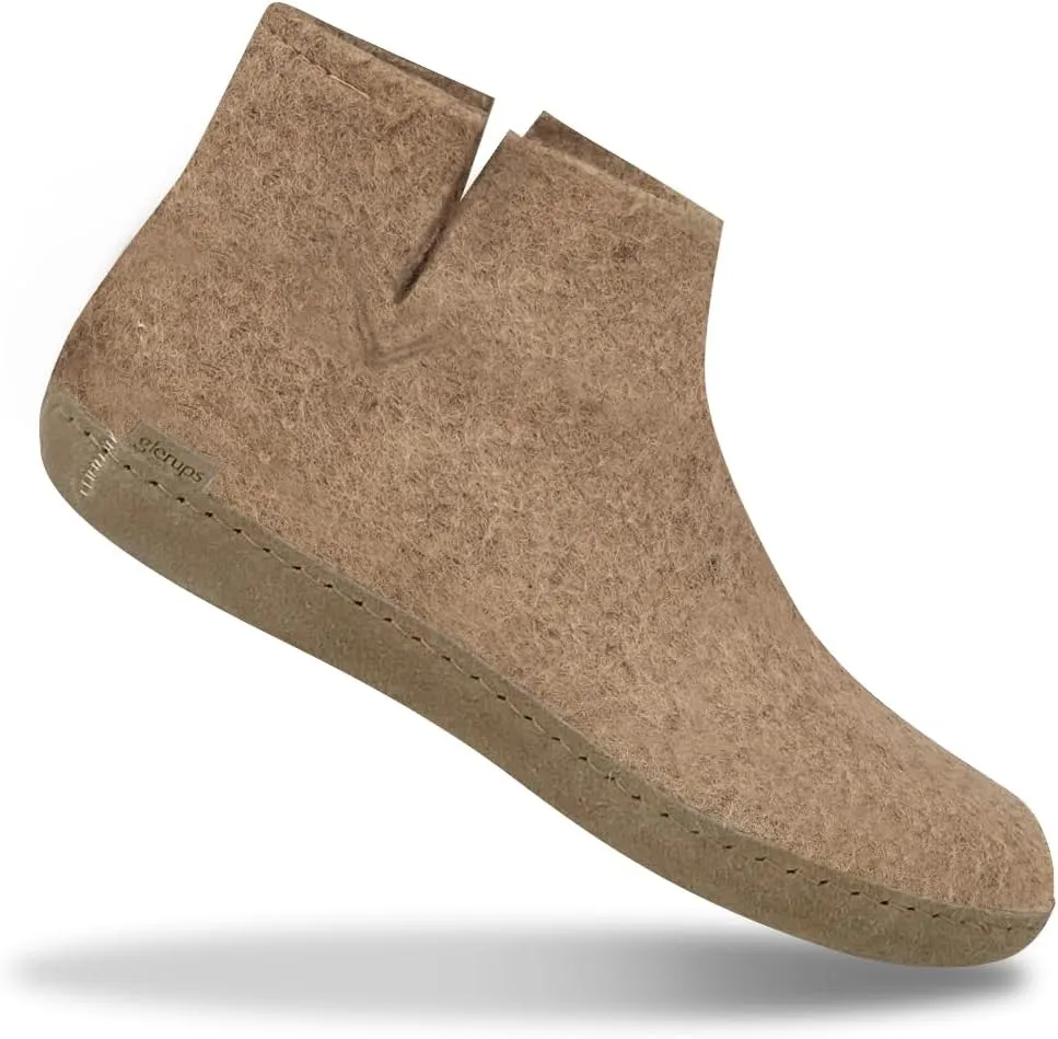 Glerups 100% Gotland Sheep Wool Boot Slipper with leather sole - Unisex