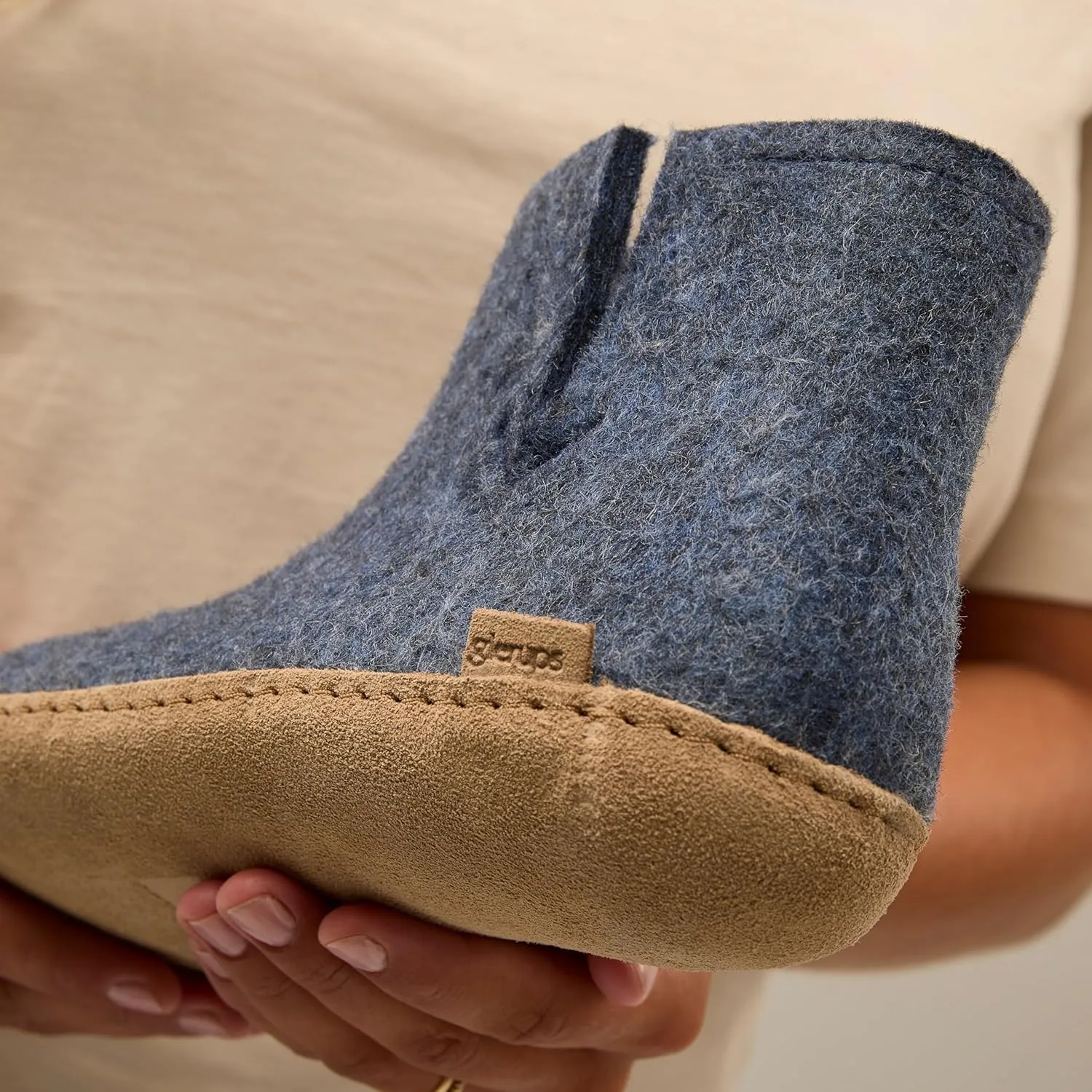 Glerups 100% Gotland Sheep Wool Boot Slipper with leather sole - Unisex