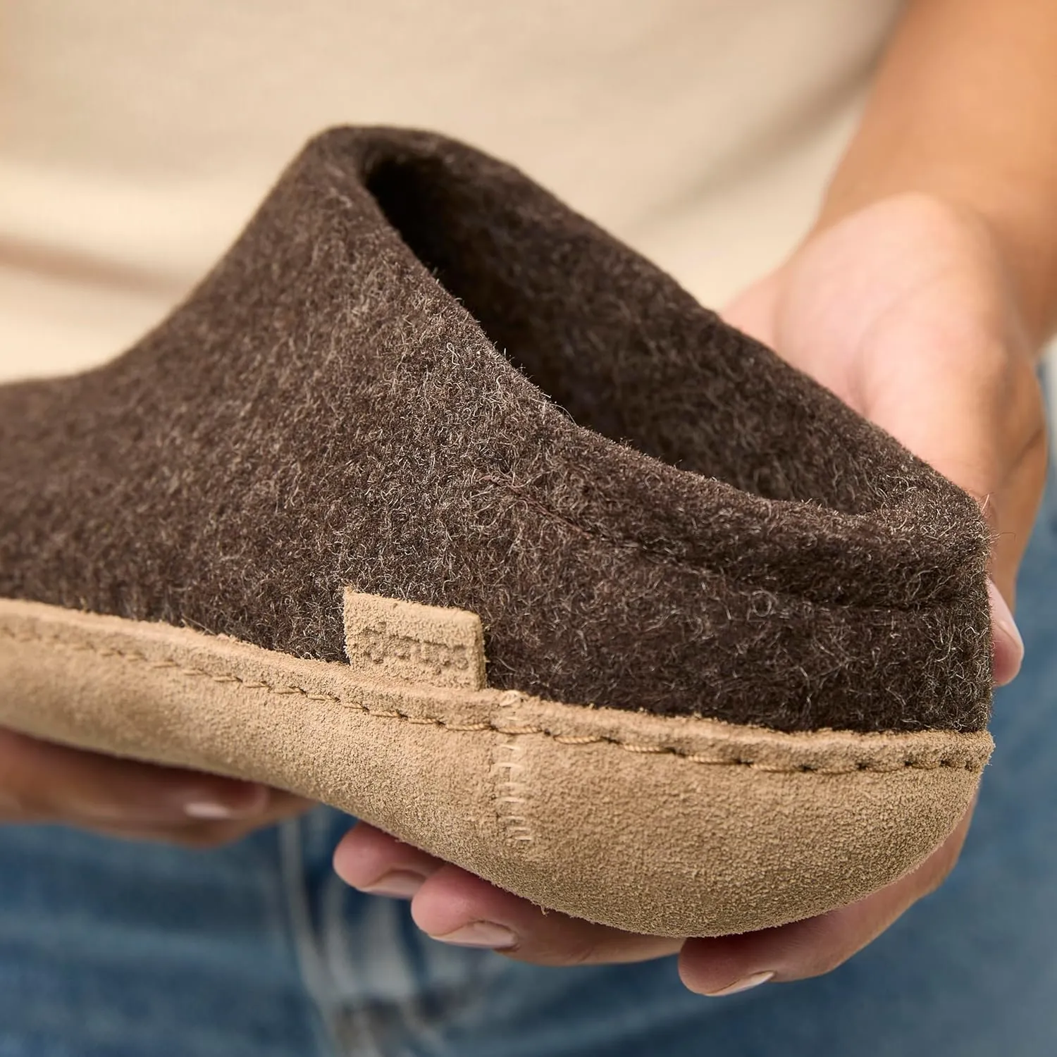 Glerups 100% Gotland Sheep Wool Slipper with leather sole - Unisex Slip-on