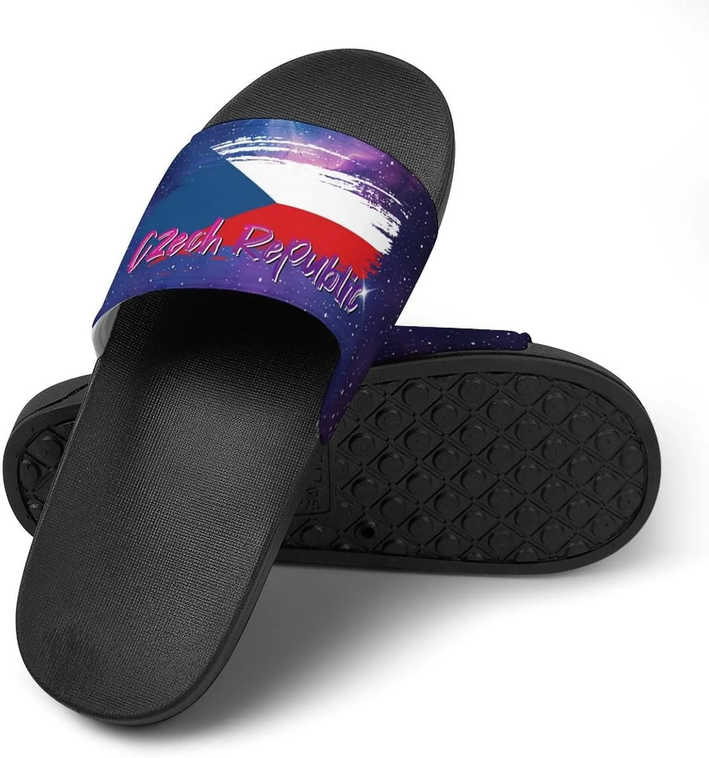 Glittering Universe Galaxy Czech Republic Slippers Shower Slipper In-Door Slipper Quick Drying Non-Slip Bathroom Pool Woman Man PVC
