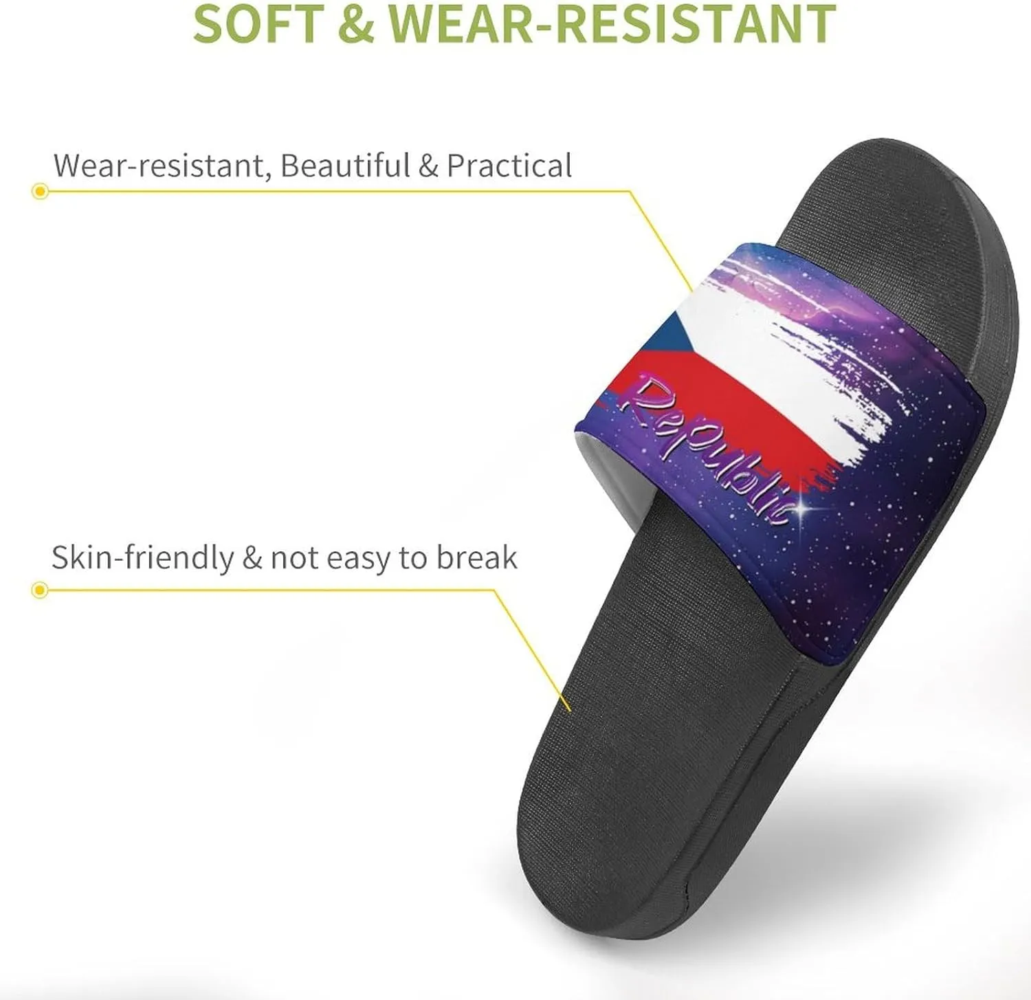 Glittering Universe Galaxy Czech Republic Slippers Shower Slipper In-Door Slipper Quick Drying Non-Slip Bathroom Pool Woman Man PVC