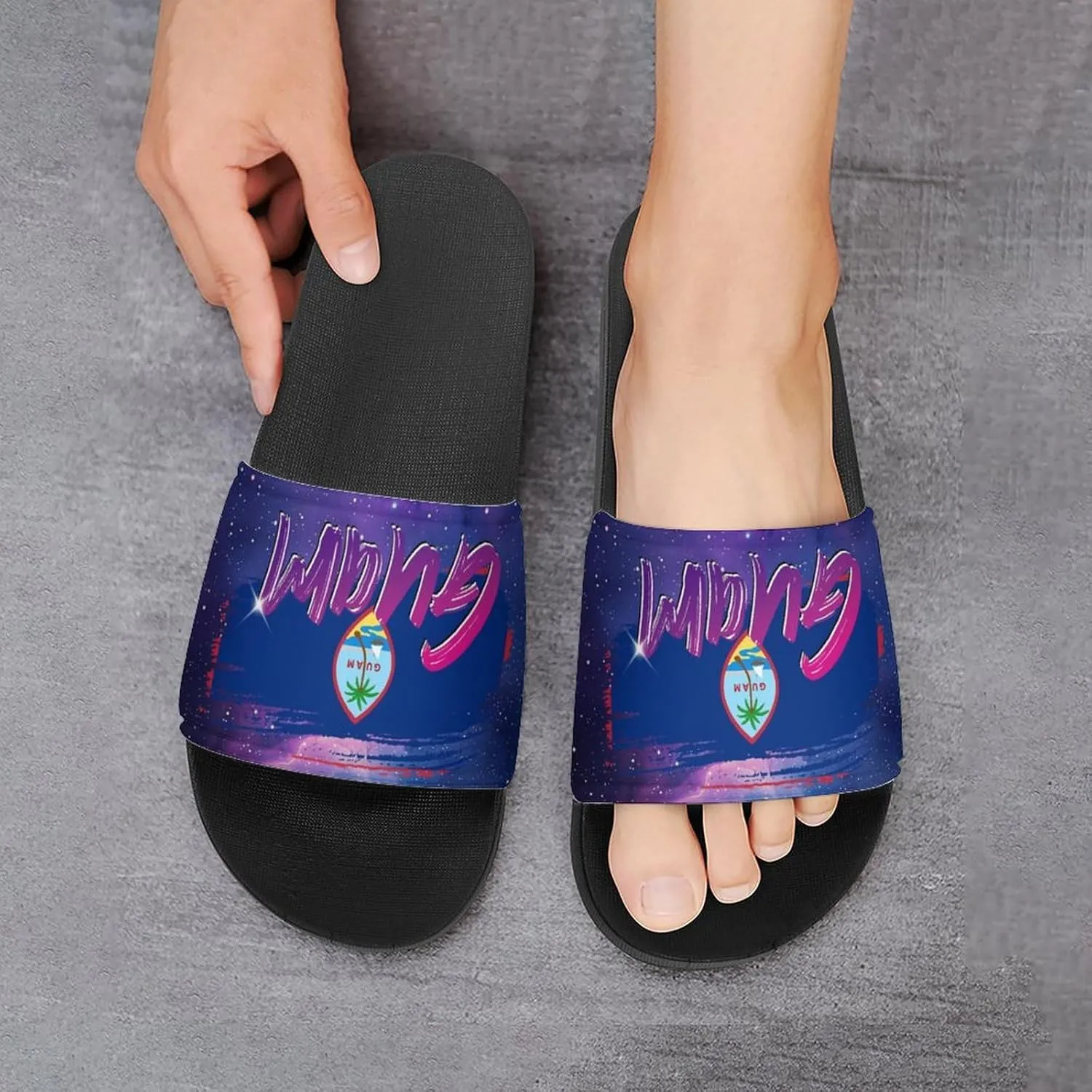Glittering Universe Galaxy Guam Slippers Shower Slipper In-Door Slipper Quick Drying Non-Slip Bathroom Pool Woman Man PVC