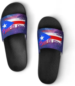 Glittering Universe Galaxy Puerto Rico Slippers Shower Slipper In-Door Slipper Quick Drying Non-Slip Bathroom Pool Woman Man PVC