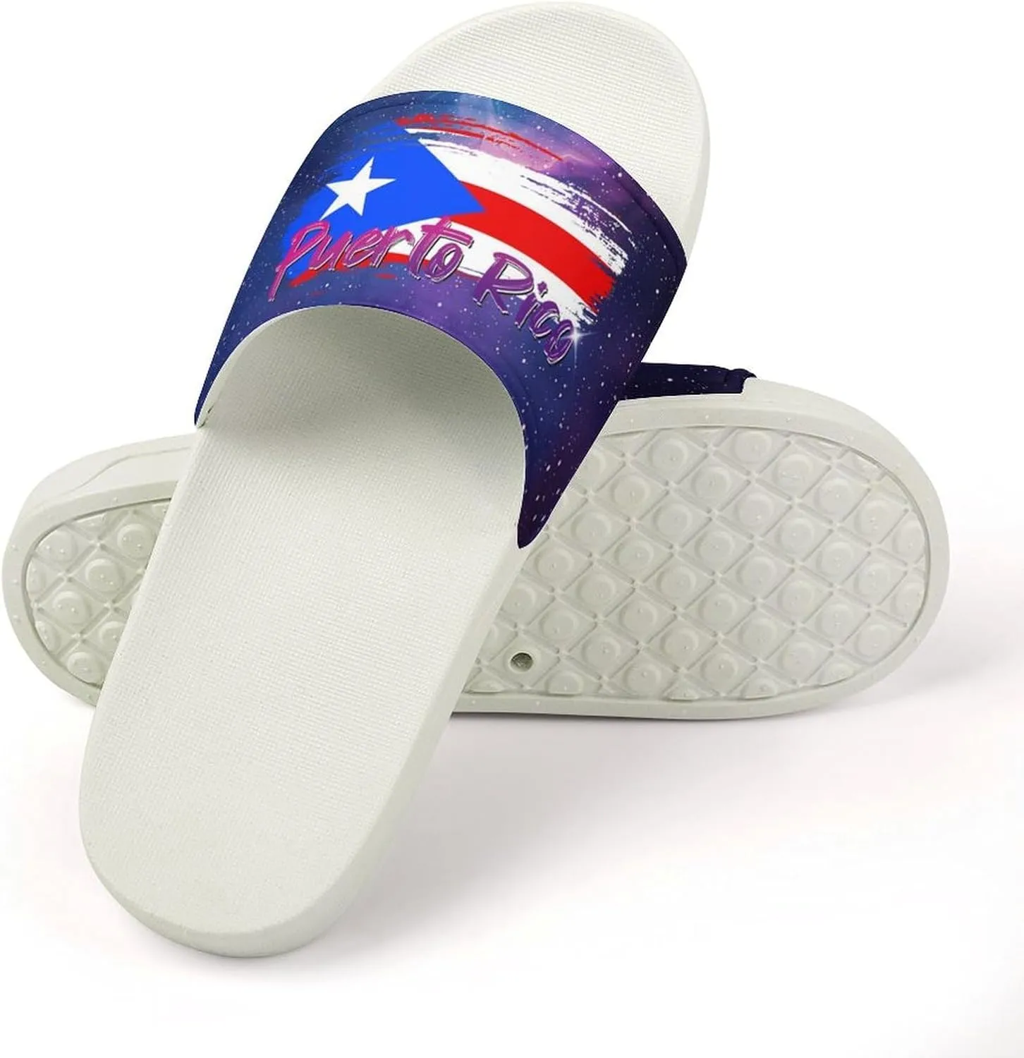 Glittering Universe Galaxy Puerto Rico Slippers Shower Slipper In-Door Slipper Quick Drying Non-Slip Bathroom Pool Woman Man PVC
