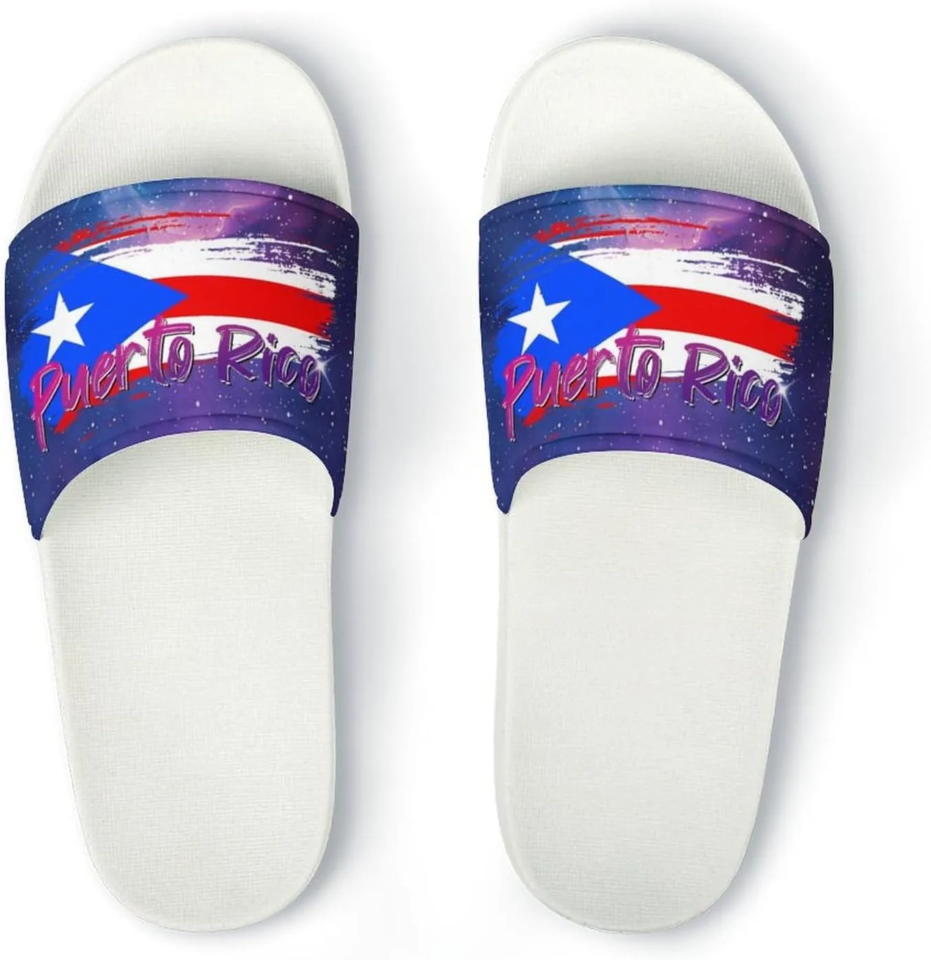 Glittering Universe Galaxy Puerto Rico Slippers Shower Slipper In-Door Slipper Quick Drying Non-Slip Bathroom Pool Woman Man PVC