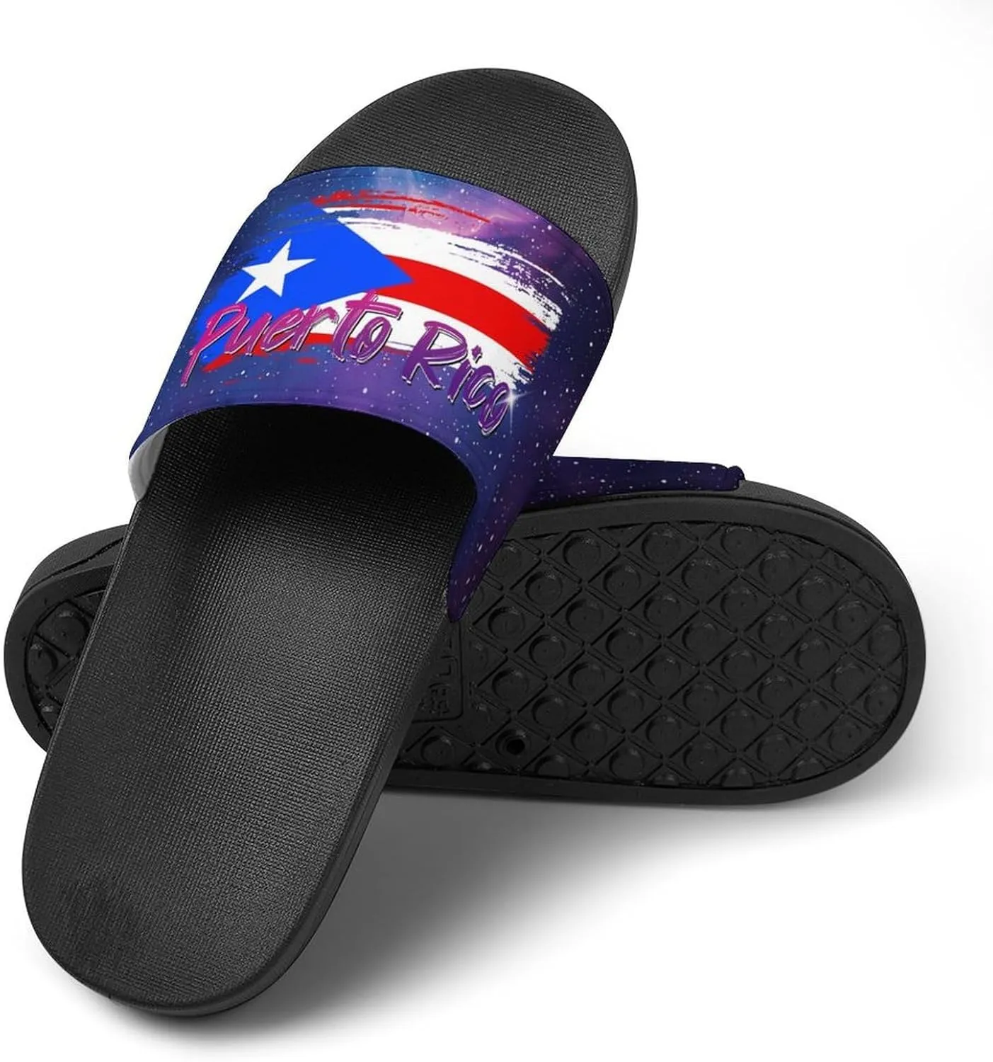 Glittering Universe Galaxy Puerto Rico Slippers Shower Slipper In-Door Slipper Quick Drying Non-Slip Bathroom Pool Woman Man PVC