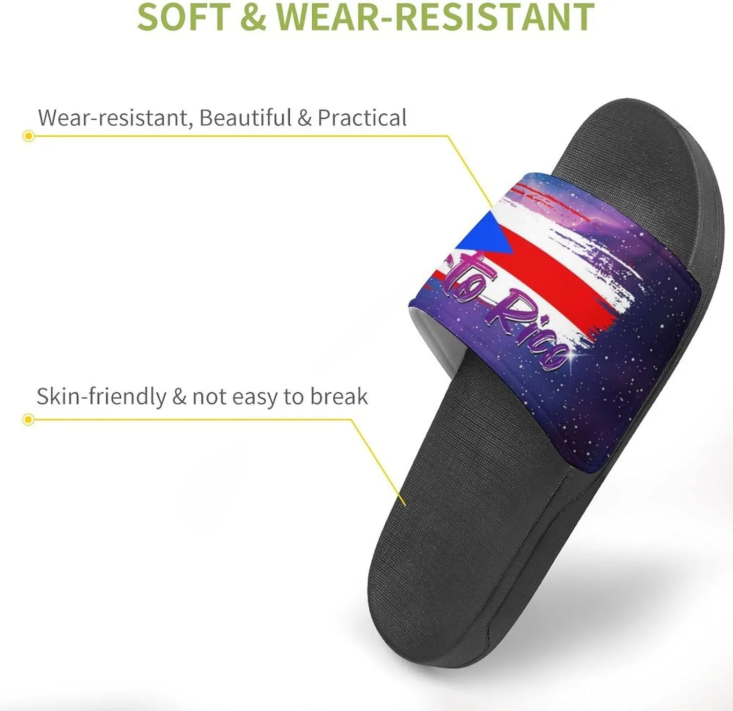 Glittering Universe Galaxy Puerto Rico Slippers Shower Slipper In-Door Slipper Quick Drying Non-Slip Bathroom Pool Woman Man PVC