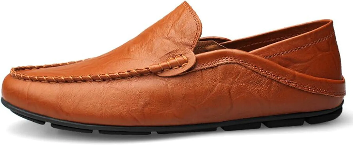 Go Tour Men's Premium Genuine Leather Casual Slip on Loafers Breathable Driving Shoes Fashion Slipper