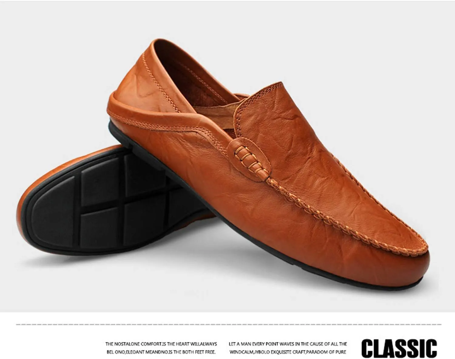 Go Tour Men's Premium Genuine Leather Casual Slip on Loafers Breathable Driving Shoes Fashion Slipper