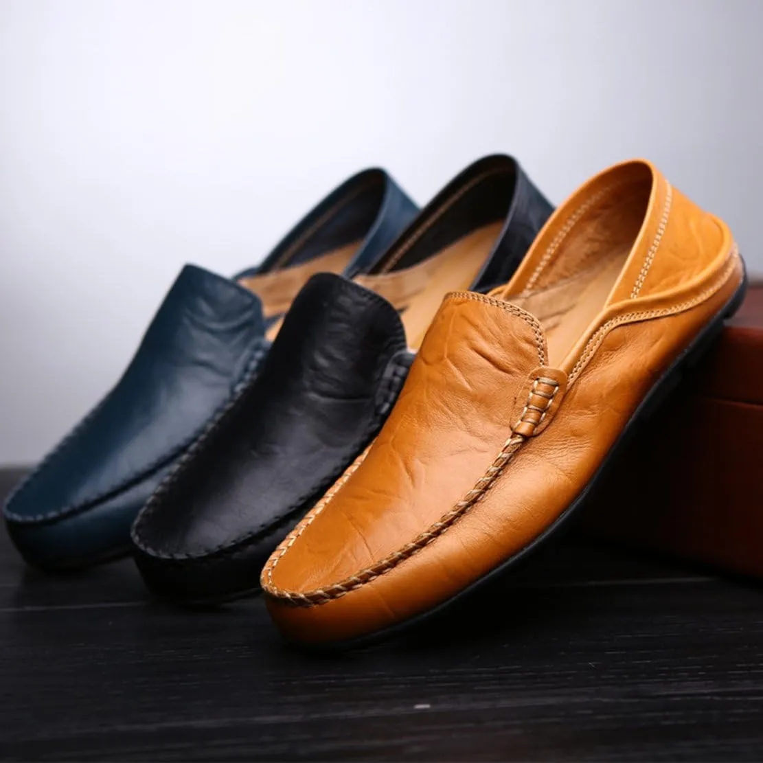 Go Tour Men's Premium Genuine Leather Casual Slip on Loafers Breathable Driving Shoes Fashion Slipper