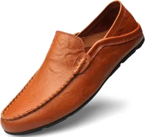 Go Tour Men's Premium Genuine Leather Casual Slip on Loafers Breathable Driving Shoes Fashion Slipper