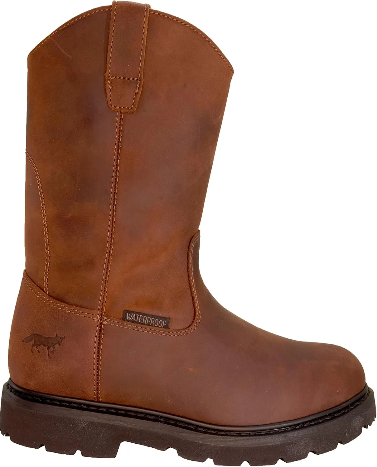 Golden Fox 12" Work Boot Pull On Wellington Wedge Lightweight Outsole for Construction Farming and Ranching