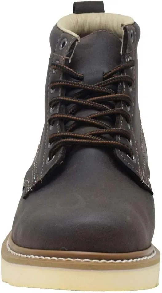 Golden Fox Work Boots Men's 6" Plain Toe Wedge Boot for Construction, Lightweight Comfortable Outsole