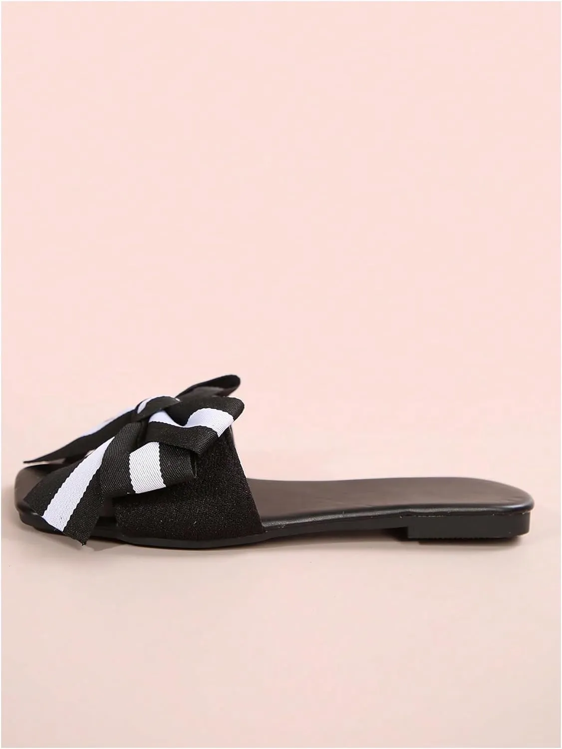 GORGLITTER Women's Bow Sandals Square Open Toe Slip on Dressy Summer Sandals
