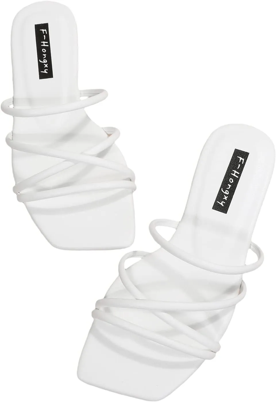 GORGLITTER Women's Strappy Flat Sandals Cute Dressy Open Toe Slip on Slide Sandals