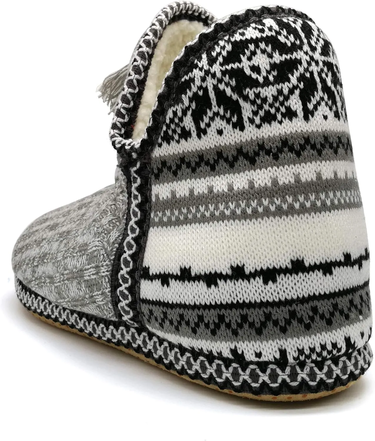 GPOS Women's Cashmere Knit House Slipper Booties Cotton Quilted Warm Indoor Ankle Boots