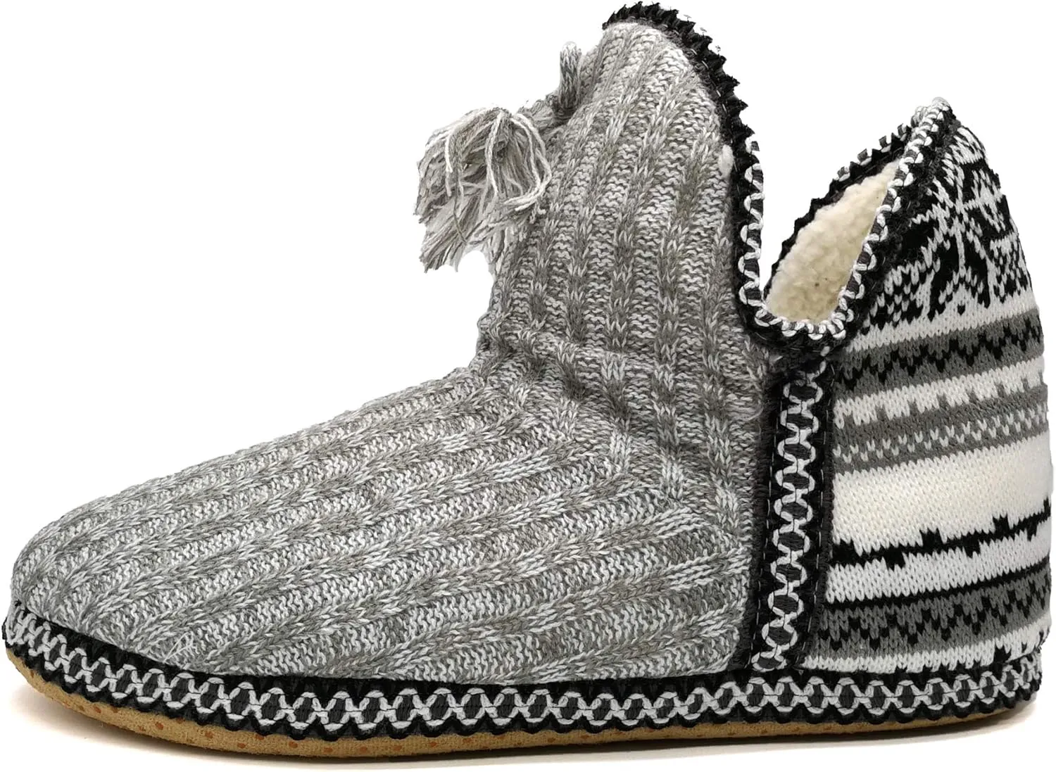 GPOS Women's Cashmere Knit House Slipper Booties Cotton Quilted Warm Indoor Ankle Boots