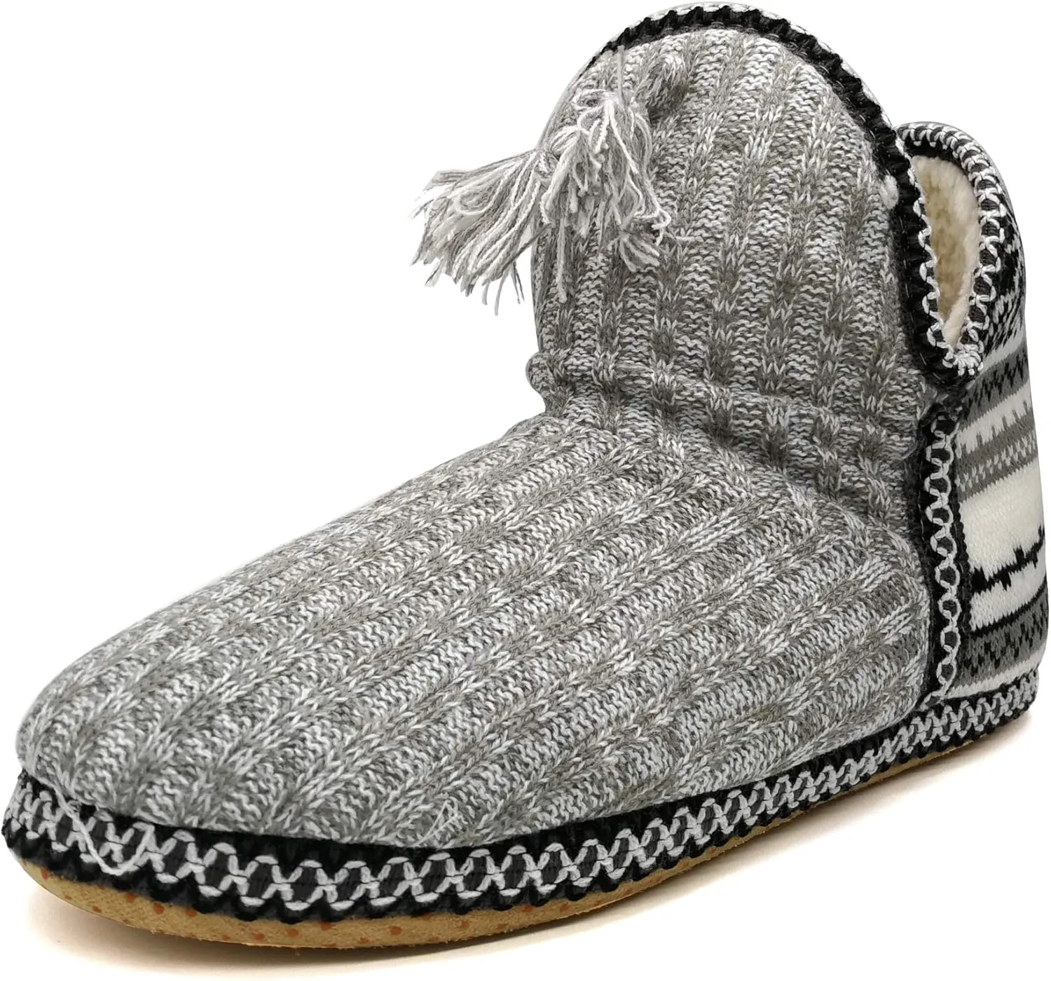 GPOS Women's Cashmere Knit House Slipper Booties Cotton Quilted Warm Indoor Ankle Boots